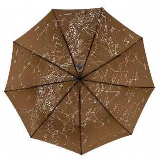 Женский автоматический зонт с однотонным куполом и принтом звездного неба на вну. . фото 4