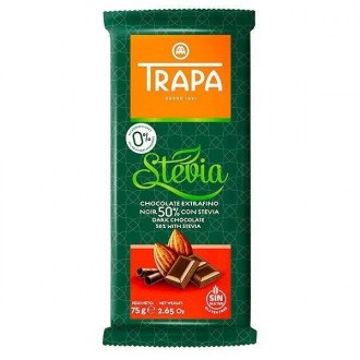 Шоколад со стевией 75г TRAPA STEVIA черный 50% без сахара и глютена. Бровары. фото 1 Шоколад со стевией 75г TRAPA STEVIA черный 50% без сахара и глютена. Бровары. фото 1