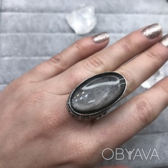 Предлагаем Вам купить кольцо с натуральным камнем обсидиан в серебре.
Размер 17,. . фото 1