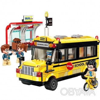 Конструктор для детей Qman 1136 – это яркий школьный автобус, почти как настоящи. . фото 1