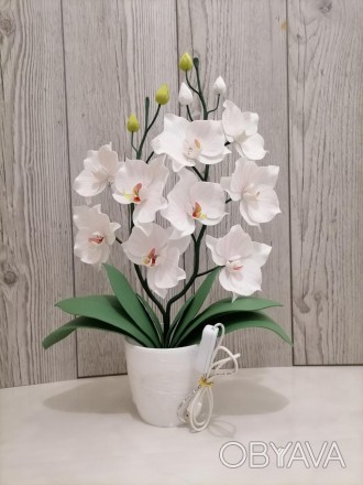 Светильник настольный орхидея. Ручная работа. Материал : фоамиран, изолон. В ком. . фото 1