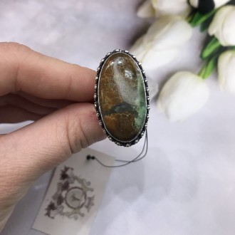 Предлагаем Вам купить великолепное кольцо с натуральным камнем хризопраз в сереб. . фото 5