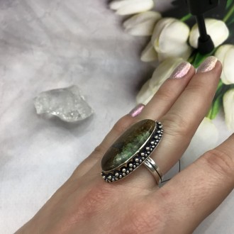 Предлагаем Вам купить великолепное кольцо с натуральным камнем хризопраз в сереб. . фото 4