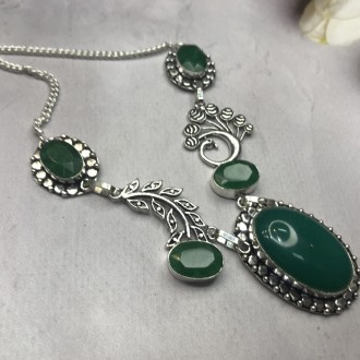 Предлагаем Вам купить красивое ожерелье - натуральный индийский изумруд и оникс . . фото 4
