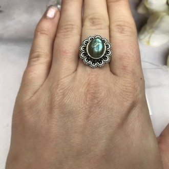 Предлагаем Вам купить элегантное кольцо с камнем лабрадор в серебре. Размер 17,3. . фото 5