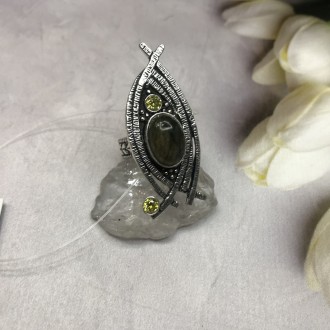 Предлагаем Вам купить элегантное кольцо с камнем лабрадор и цитрин в серебре. Ра. . фото 8