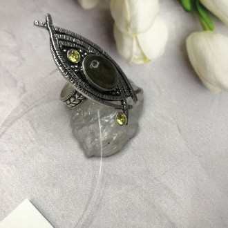 Предлагаем Вам купить элегантное кольцо с камнем лабрадор и цитрин в серебре. Ра. . фото 7