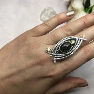 Предлагаем Вам купить элегантное кольцо с камнем лабрадор и цитрин в серебре. Ра. . фото 2