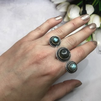 Предлагаем Вам купить оригинальное кольцо с камнем - натуральный лабрадор в сере. . фото 5