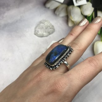 Предлагаем Вам купить элегантное кольцо с камнем лабрадор в серебре. Размер 18,2. . фото 3
