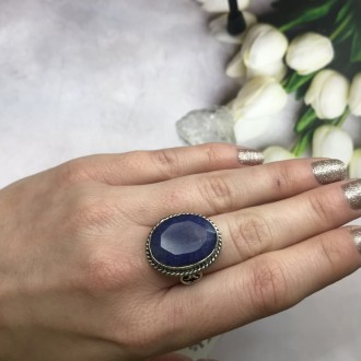 Предлагаем Вам купить кольцо с камнем индийский сапфир в серебре. Размер 17,8. И. . фото 3