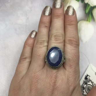 Предлагаем Вам купить кольцо с камнем индийский сапфир в серебре. Размер 17,8. И. . фото 2