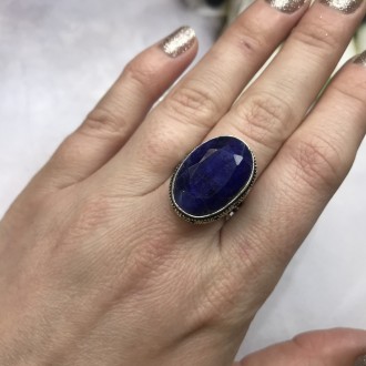 Предлагаем Вам купить кольцо с камнем индийский сапфир в серебре. Размер 17,0. И. . фото 2