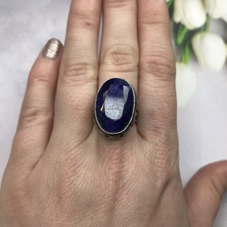 Предлагаем Вам купить кольцо с камнем индийский сапфир в серебре. Размер 17,0. И. . фото 3