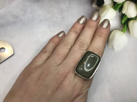 Предлагаем Вам купить кольцо с натуральным камнем обсидиан в серебре.
Размер 18,. . фото 4