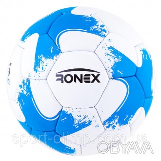  
Футбольний м'яч 5 розмір тренувальний для вулиці RONEX Grippy Білий-блакитний . . фото 1