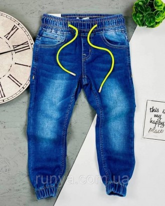 Детские весенние джинсы для мальчика. Ткань: коттон, пояс - резинка, манжет - ре. . фото 2