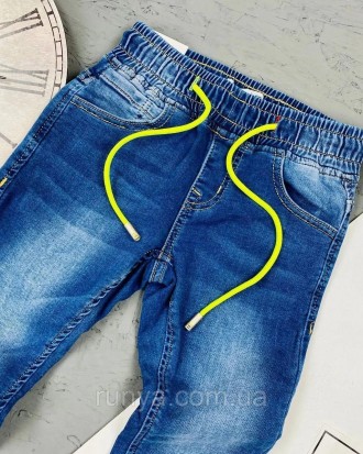 Детские весенние джинсы для мальчика. Ткань: коттон, пояс - резинка, манжет - ре. . фото 4