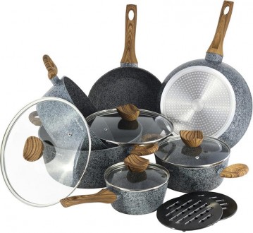 Набор кухонной посуды Kamille Grey Marble - 12 предметов. В набор входит: ковш 1. . фото 2