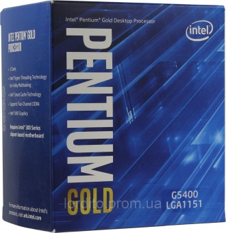 Процессор Intel CoffeeLake Pentium Gold G5400 3.7GHz/8GT/s/4Mb/58W (BX80684G5400. Токмак. фото 1 Процессор Intel CoffeeLake Pentium Gold G5400 3.7GHz/8GT/s/4Mb/58W (BX80684G5400. Токмак. фото 1