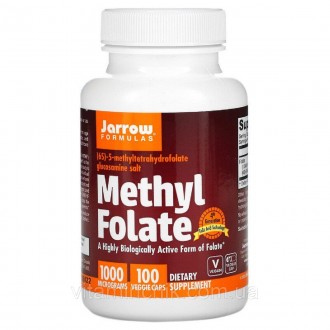Метилфолат, 1000 мкг, Methyl Folate, Jarrow Formulas, 100 вегетарианских капсул. Київ. фото 1 Метилфолат, 1000 мкг, Methyl Folate, Jarrow Formulas, 100 вегетарианских капсул. Київ. фото 1