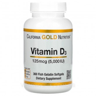 Витамин D3, 5000 МЕ (125 мкг), California Gold Nutrition, 360 желатиновых капсул. Київ. фото 1 Витамин D3, 5000 МЕ (125 мкг), California Gold Nutrition, 360 желатиновых капсул. Київ. фото 1