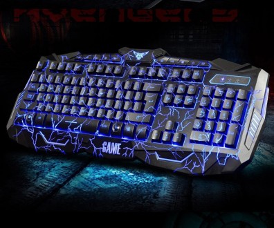 Игровая проводная мышь и клавиатура с подсветкой V100 с мультимедийными клавишам. . фото 5