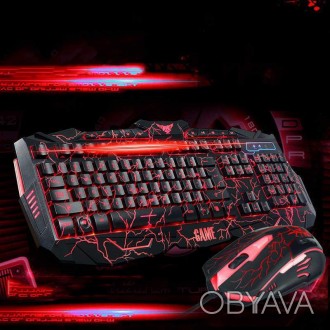 Игровая проводная мышь и клавиатура с подсветкой V100 с мультимедийными клавишам. . фото 1