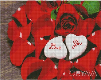 Картина по номерам с алмазной мозаикой Красные розы любви от производителя Страт. . фото 1
