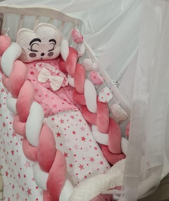 
Постельное белье в детскую кроватку для девочки Avangard с балдахином, защитой-. . фото 4