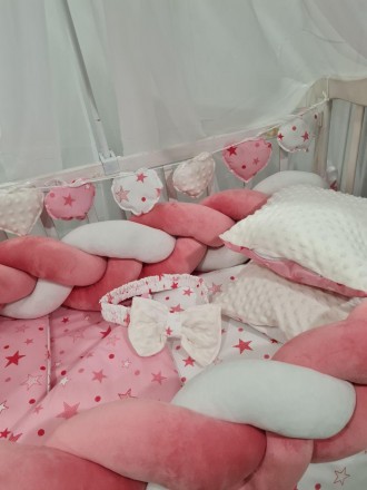 
Постельное белье в детскую кроватку для девочки Avangard с балдахином, защитой-. . фото 10