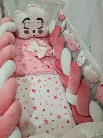 
Постельное белье в детскую кроватку для девочки Avangard с балдахином, защитой-. . фото 5