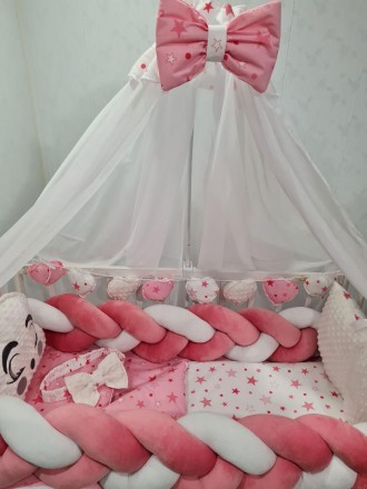 
Постельное белье в детскую кроватку для девочки Avangard с балдахином, защитой-. . фото 9