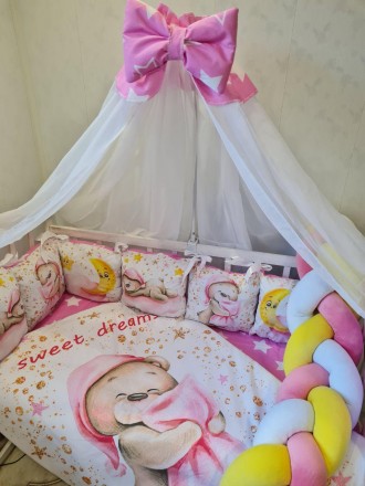 
Детское постельное белье в кроватку для новорожденного с балдахином, защитой, о. . фото 2
