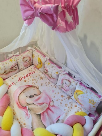 
Детское постельное белье в кроватку для новорожденного с балдахином, защитой, о. . фото 3