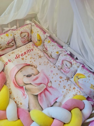 
Детское постельное белье в кроватку для новорожденного с балдахином, защитой, о. . фото 9