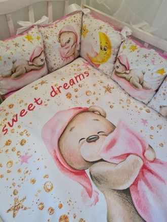 
Детское постельное белье в кроватку для новорожденного с балдахином, защитой, о. . фото 8