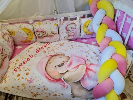 
Детское постельное белье в кроватку для новорожденного с балдахином, защитой, о. . фото 6
