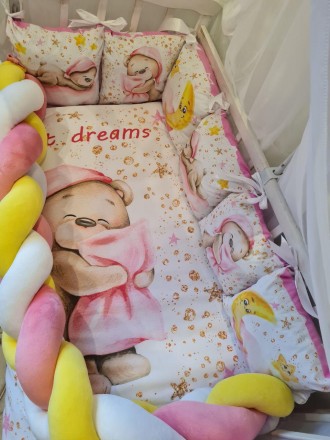 
Детское постельное белье в кроватку для новорожденного с балдахином, защитой, о. . фото 5