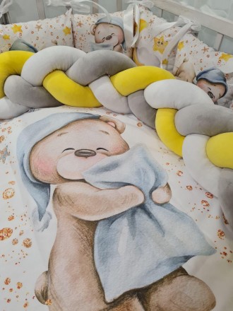 
Набор постельного белья в детскую кроватку с балдахином, защитой, одеялом, поду. . фото 8