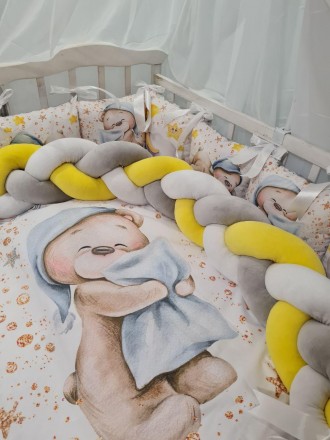 
Набор постельного белья в детскую кроватку с балдахином, защитой, одеялом, поду. . фото 6