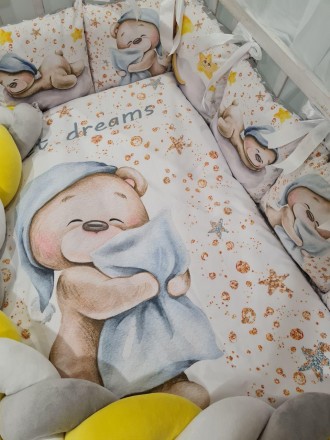 
Набор постельного белья в детскую кроватку с балдахином, защитой, одеялом, поду. . фото 5