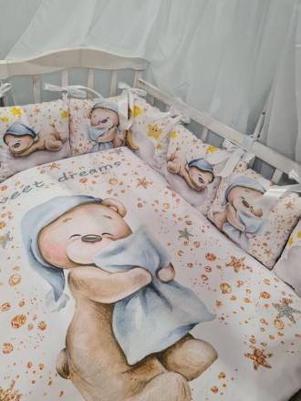 
Набор постельного белья в детскую кроватку с балдахином, защитой, одеялом, поду. . фото 7