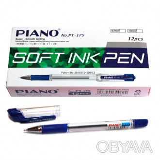 Ручка масляна, синя, 0,7мм, PT-175, Piano. . фото 1