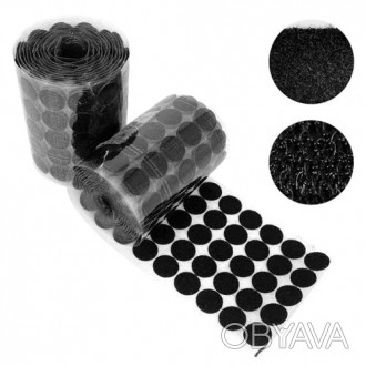 Набор из 1000 липучек круглой формы диаметром 20 мм черного цвета, размещенных н. . фото 1