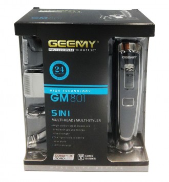 
 Машинка для стрижки Geemy GM801 поможет поддерживать усы и бороду в опрятной и. . фото 8