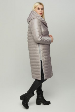 Стеганное весеннее пальто прямого силуэта с двумя втачными карманами на потайных. . фото 5