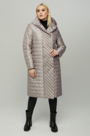 Стеганное весеннее пальто прямого силуэта с двумя втачными карманами на потайных. . фото 6