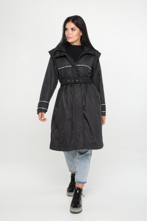 Стильный демисезонный плащ под пояс, имеется втачной капюшон с отворотом и кулис. . фото 4