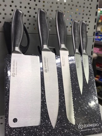 Набор ножей Edenberg на магнитной подставке с овощечисткой и мусатом
Непревзойде. . фото 5
